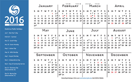 Comeback 2016 Calendar