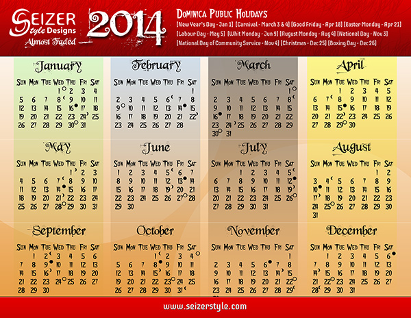 2014 Calendar: Almost Faded